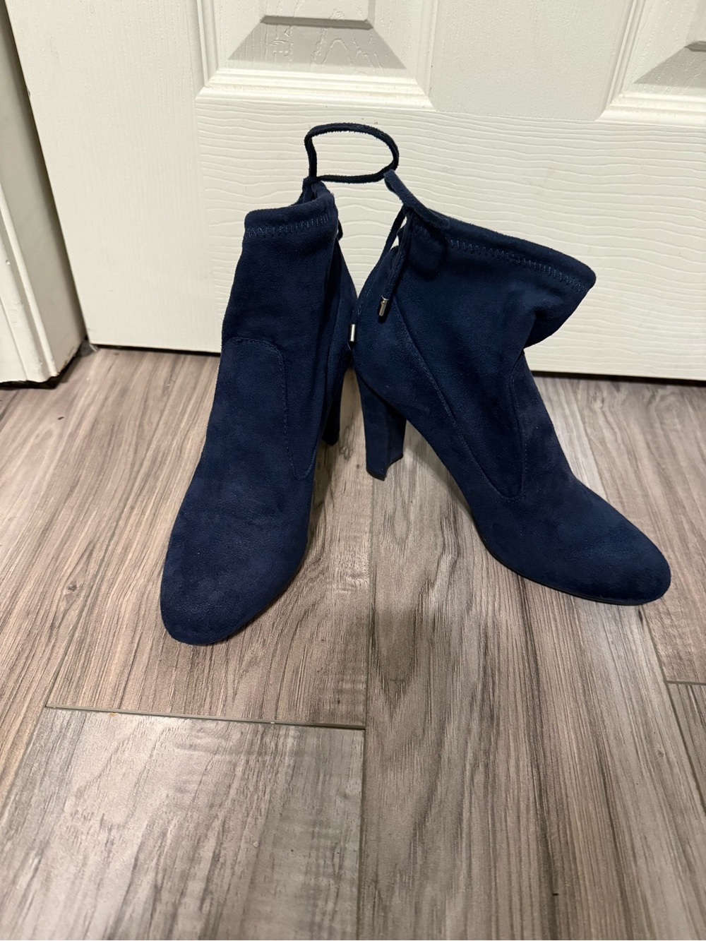 Unisa Navy Suede Stiletto Ankle Booties